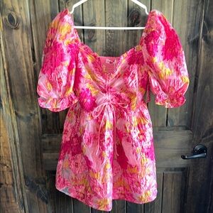 Vibrant Pink Floral Women's Top